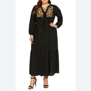 ✨ Rusttydustty Embroidered Maxi Dress – Size 3XL